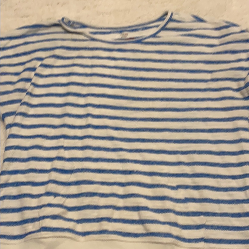 Cream and blue striped top